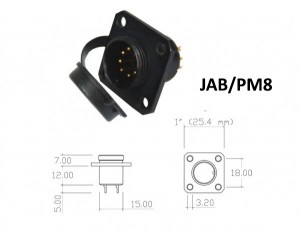 Conector p/ Painel JAB/PM8 com 8 contatos macho