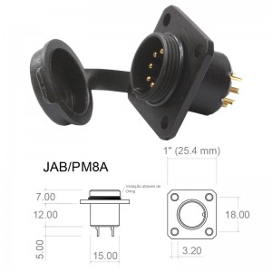 Conector p/ Painel JAB/PM8A com 8 contatos macho IP67