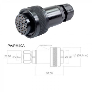 Conector p/ Cabo PA/PM40A com 40 contatos fêmea IP67