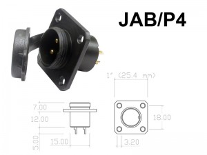 Conector Circular de Aluminio 2 a 4 contatos para painel JAB/P4