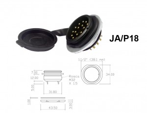 Conector Circular de Aluminio 18 contatos para painel JA/P18