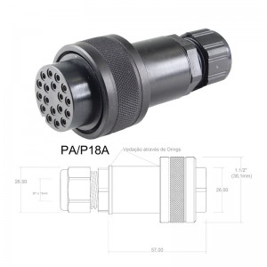 Conector p/ Cabo PA/P18A com 18 contatos fêmea IP67