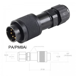 Conector p/ Cabo PA/PM8Ai com 8 contatos macho IP67