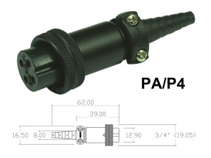Conector p/ Cabo PA/P4 com 4 contatos fêmea