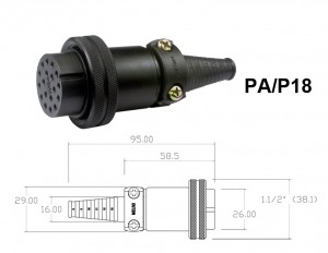 Conector p/ Cabo PA/P18 com 18 contatos fêmea